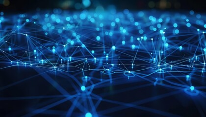 Obraz premium The Background of technology network features interconnected lines and nodes that sparkle with electric blue energy