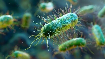 Fototapeta premium Studying Microscopic Germs in Biology to Develop Infection Treatments. Concept Microscopic Organisms, Biology Research, Infection Treatments, Scientific Studies, Germs Analysis