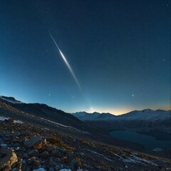 Halley's Comet over a Mountain