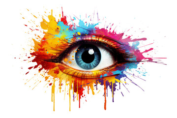 Colorful Artistic Eye with Floral Elements on transpart