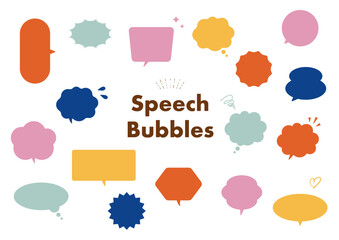 シンプルでな手書きの吹き出しのセット　イラスト　ふきだし　素材　デザイン　フレーム　あしらい　飾り罫