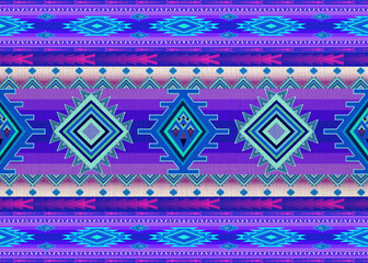 พ Geometric Ethnic pattern, 
Native American tribal fabric, tile, carpet, vector, 
illustration design, on purple background