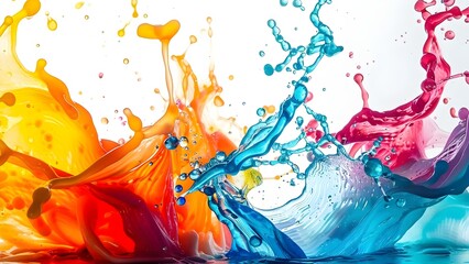 Colorful liquid shapes in abstract art against a white background. Concept Abstract Art, Colorful Liquid Shapes, White Background