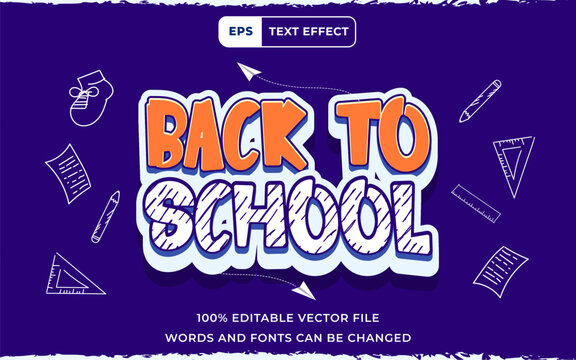 Editable Text effect back to school 3D, perfect for education typography element