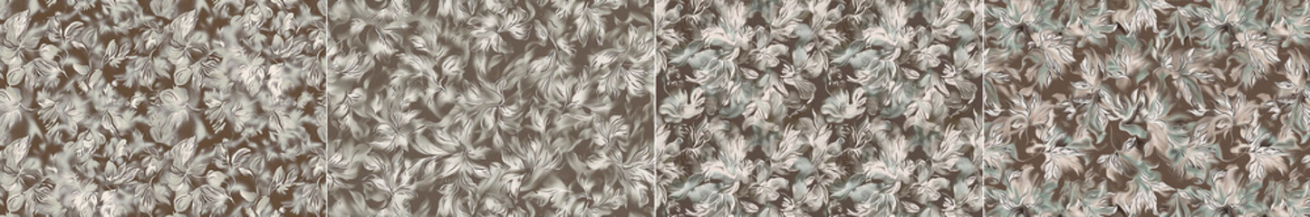 4 pictures, Unique gray floral pattern for background or texture Great for adding elegance to design projects Ideal for creating sophisticated and stylish designs
