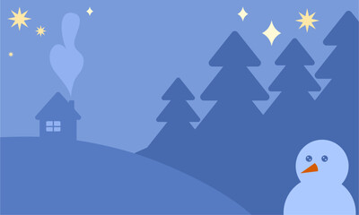 Winter night landscape