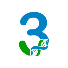 Three number dna logo template illustration