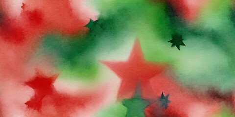 watercolor abstract background. Red, Green 