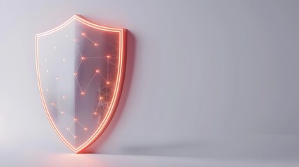 Cyber security safety shield in minimalistic style. 3d vector illustration. white background