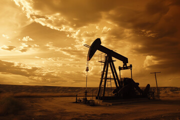 oil pump in sunset