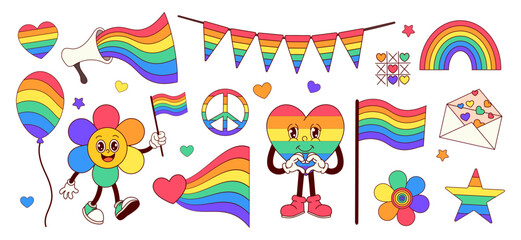 Rainbow Pride: LGBTQ+ Heart Stickers
