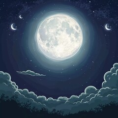 fullmoon illustration . in cartoon style