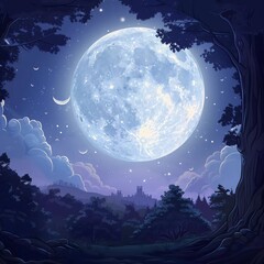fullmoon illustration . in cartoon style