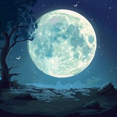 fullmoon illustration . in cartoon style