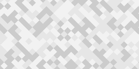 Seamless pattern with squares. Abstract pixel and cube background. Vector digital mosaic pattern. White and gray light elements tile art backdrop.