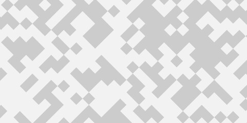 Seamless pattern with squares. Abstract pixel and cube background. Vector digital mosaic pattern. White and gray light elements tile art backdrop.