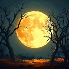 fullmoon illustration . in cartoon style