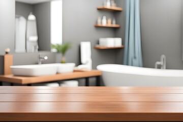 empty table in bathroom 