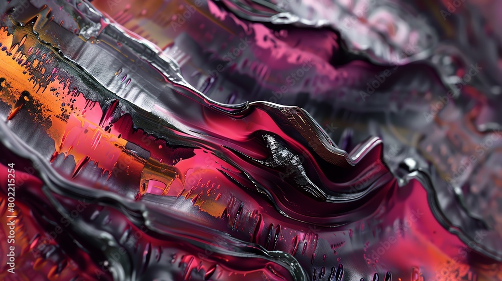 Poster abstract artistic rendering of fluid red and black textures, mimicking a volcanic lava flow.