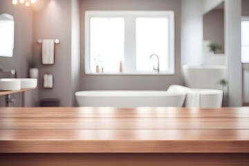 empty table in bathroom 