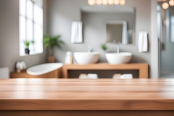 empty table in bathroom 