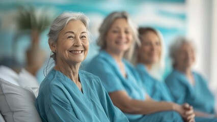 Smiling and Relaxing: Images of Elderly Women, Caregivers, Nurses, and Patients. Concept Elderly Women, Caregivers, Nurses, Patients, Smiling & Relaxing