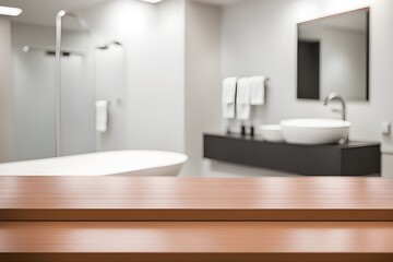 empty table in bathroom 