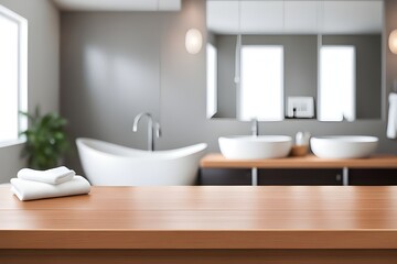 empty table in bathroom 