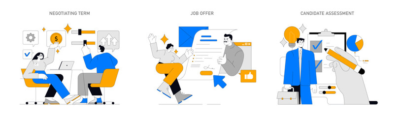 Recruting candidates. Flat Vector Illustration