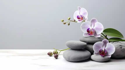 Spa background with stones and flowers