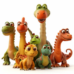 Naklejka premium Colorful Collection of Cute 3D Cartoon Animals and Dinosaurs, Illustration Set with Funny Characters, Isolated Vector Icons for Fun Designs, Ai generated. By PGT Studio