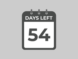 54 days to go countdown template. 54 day Countdown left days banner design. 54  Days left countdown timer
