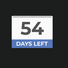 54 days to go countdown template. 54 day Countdown left days banner design. 54  Days left countdown timer
