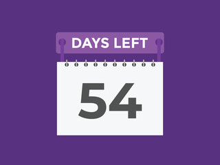 54 days to go countdown template. 54 day Countdown left days banner design. 54  Days left countdown timer
