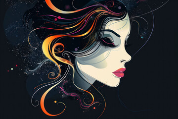 Abastract, luxurious, woman , black background.