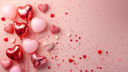 Composition with heart shaped balloon and decor 