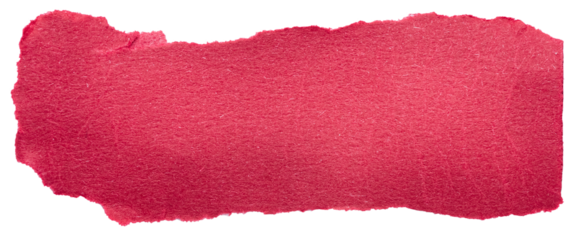 Isolated cut out torn piece of blank red paper note cardboard with texture and copy space for text on white or transparent background