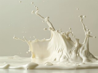 High-speed capture of a milk splash, creating intricate shapes and droplets suspended in air.
