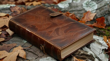 A leatherbound birding journal with embossed gold lettering perfect for recording your sightings.