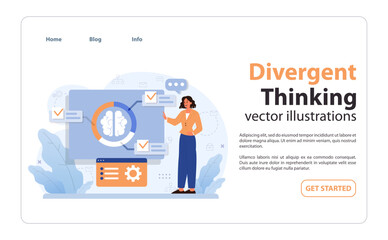 Divergent thinking visualization. Flat vector illustration