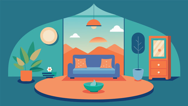 Creating a designated safe space in the home such as a calming corner or relaxation room to retreat to during periods of heightened OCD symptoms.. Vector illustration
