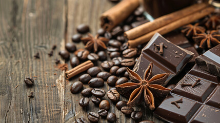 Composition with tasty chocolate cinnamon sticks 