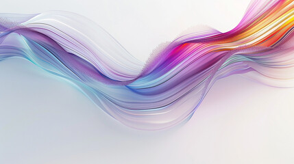 A captivating symphony of multicolor waves dancing elegantly across a blank white backdrop, with subtle hints of lavender infusing the scene with a sense of tranquility and beauty