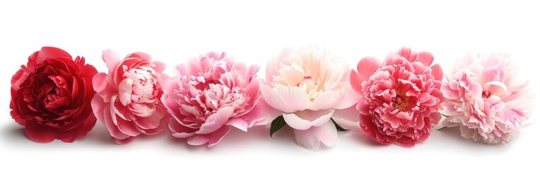 Exquisite Peony Blossoms on Pure White Background