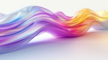  A vibrant multicolor wavy background flowing elegantly over a pristine white surface, with...