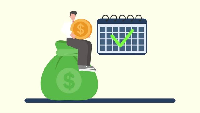 Animated video Salary payroll system or employee wages concept. Full length animation illustration. High quality 4k footage