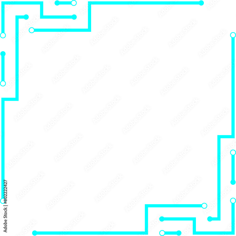 Poster blue circuit line frame hud abstract technology vector design.
