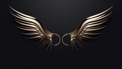 Minimalist Valkyrie wings logousing cleanflowing curves to form the wingsset against a dark background for high contrast.