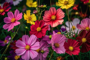 Fototapeta premium colourful cosmos flowers in the garden, mothers day