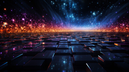 Fototapeta premium A colorful, starry sky with a large, empty space in the middle